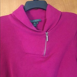 Ralph Lauren Pink Asymmetrical Zip Sweater